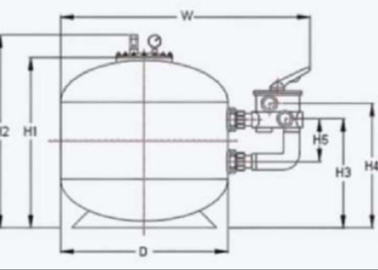 SS400 Kolam renang Tangki Filter Pasir Fiberglass Side Mount