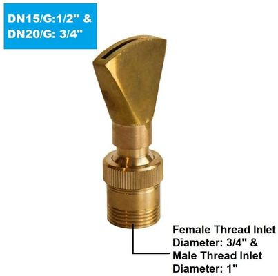 1 "Sepenuhnya Kuningan Arah Disesuaikan Fan Air Mancur Nozzle Jet Air Tambak Sprilker