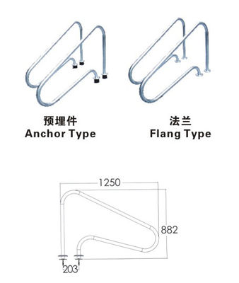 Pegangan ambil pegangan kolam renang SS304 1.0mm yang dipoles