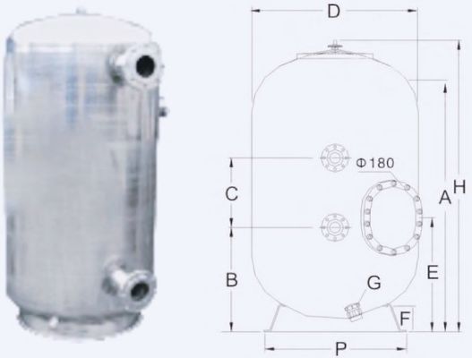 15m3 / H 800mm Filter Kolam Renang Komersial