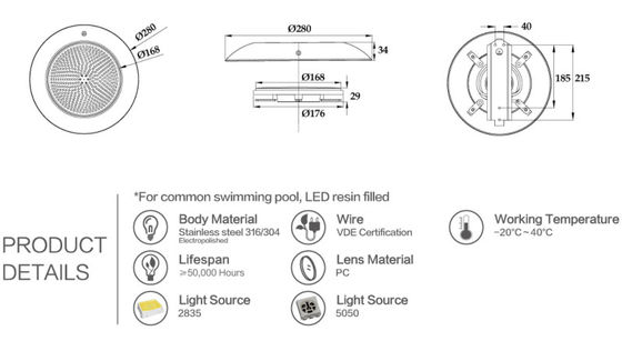 Lampu Kolam Renang Outdoor 18 Watt IP68 Inground