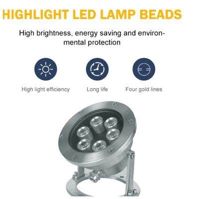 Lampu LED Bawah Air 2700K 6 Watt Sudut Balok 120 Derajat