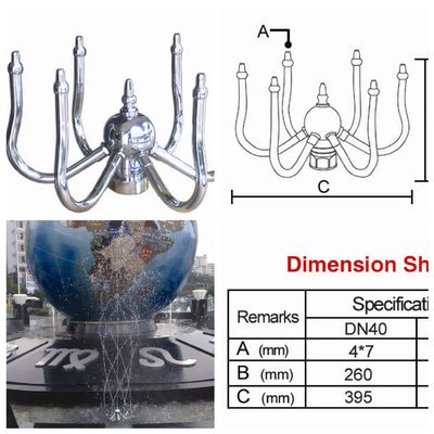 Aksesori Air Mancur Kolam Chrome 1,5 "DN40 Rotating Nozzle