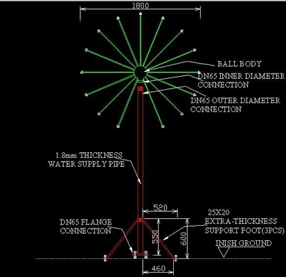 1.5 Inch Crystal Ball Air Mancur Jet DN40 Tekanan 100Kpa