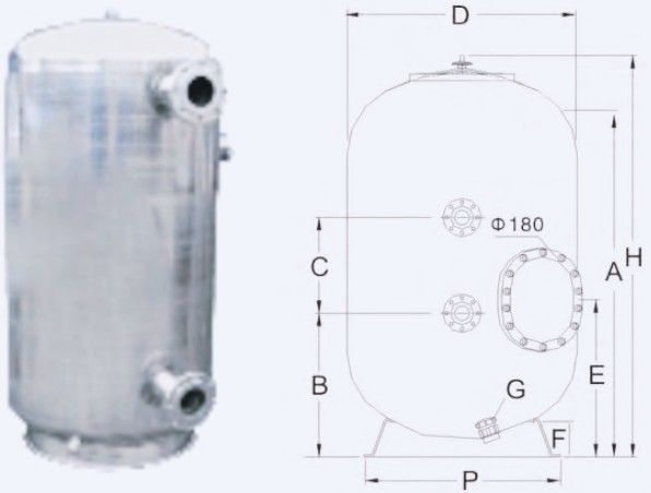 15m3 / H 800mm Filter Kolam Renang Komersial