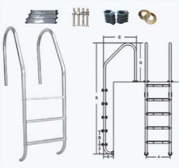 SL215 Tangga kolam renang baja tahan karat